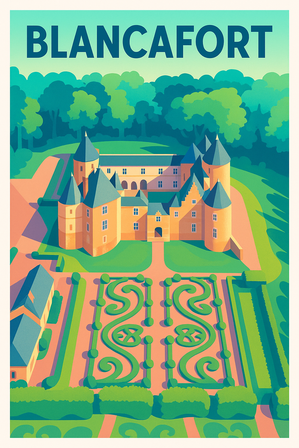 Affiche de Blancafort - Splendeur du château et ses jardins à la française