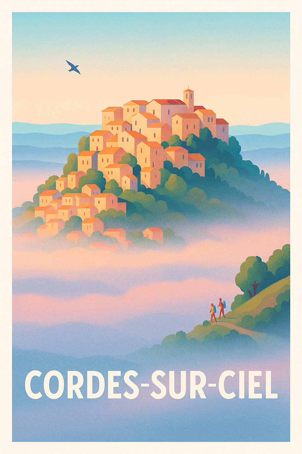 Affiche de Cordes-sur-Ciel - Village perché aux mille couleurs