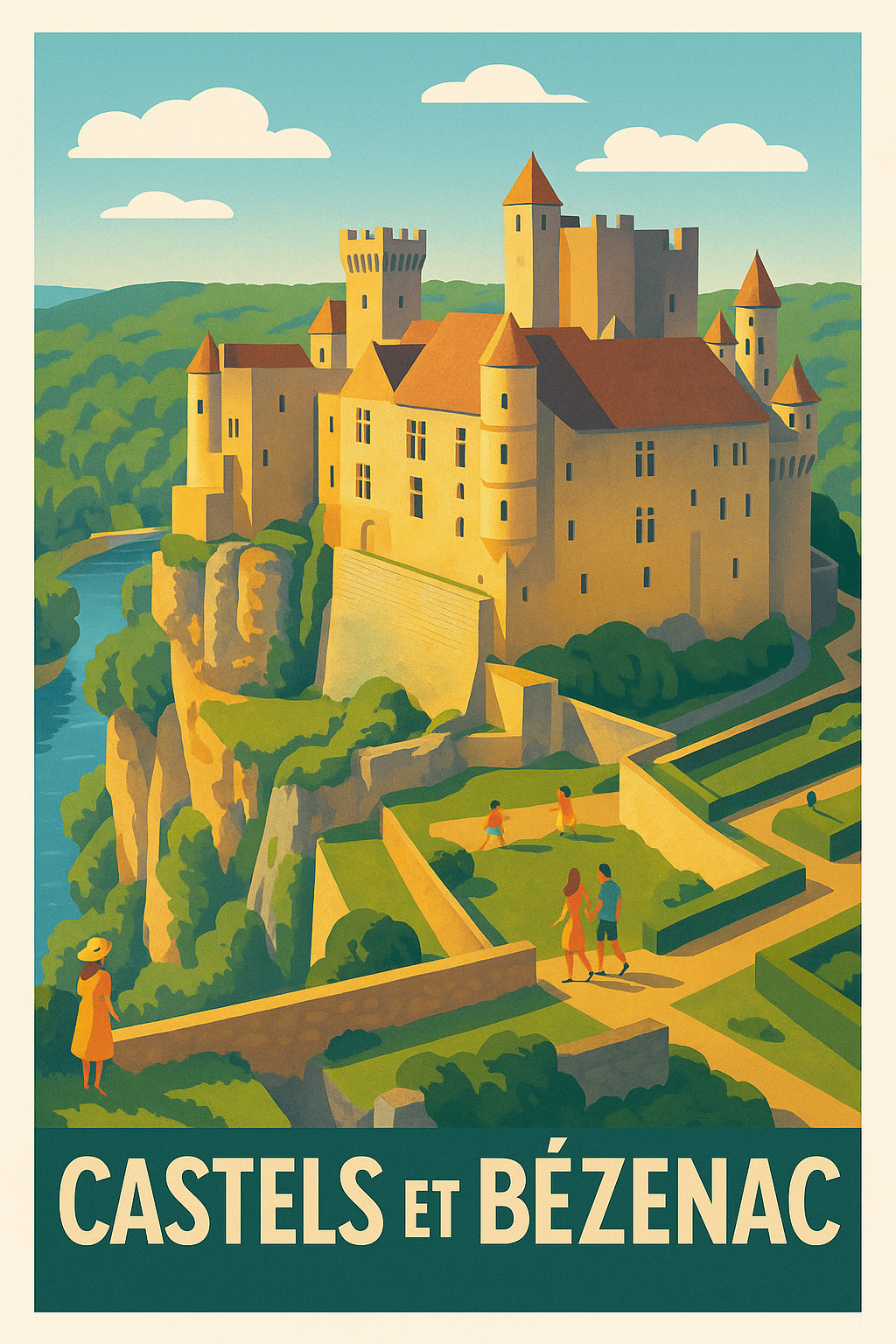 Affiche Castels et Bézenac — L'élégance médiévale au coeur de la Dordogne · poster d'art de Castels et Bézenac