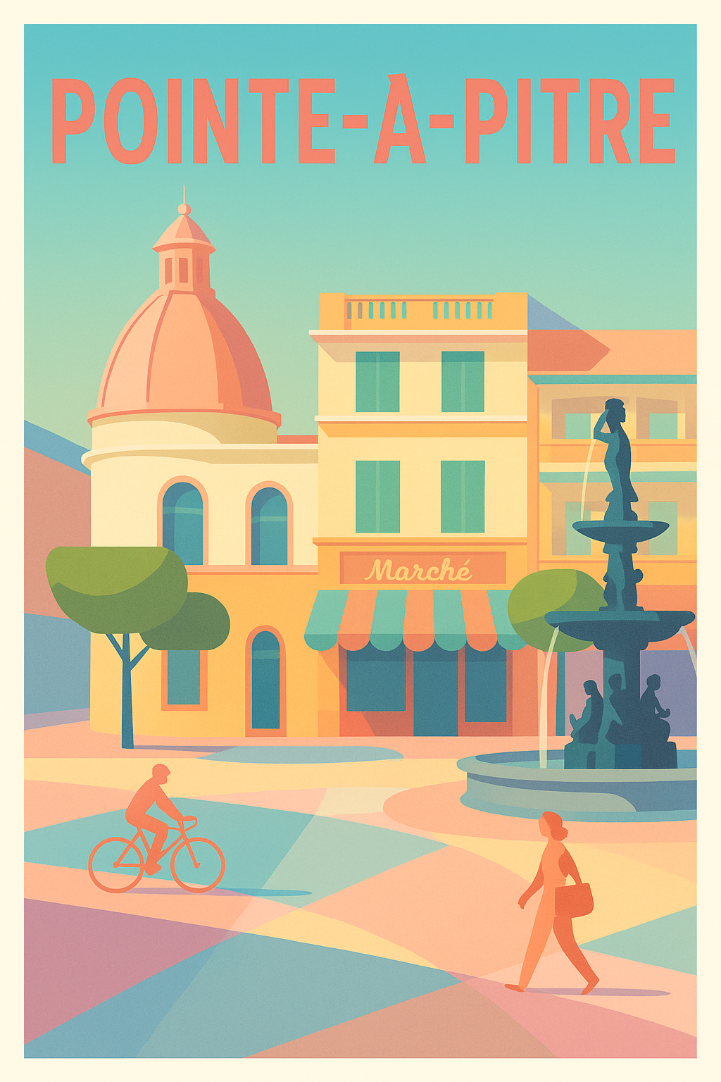 Affiche de Pointe-à-Pitre - Ambiance douce et colorée du marché