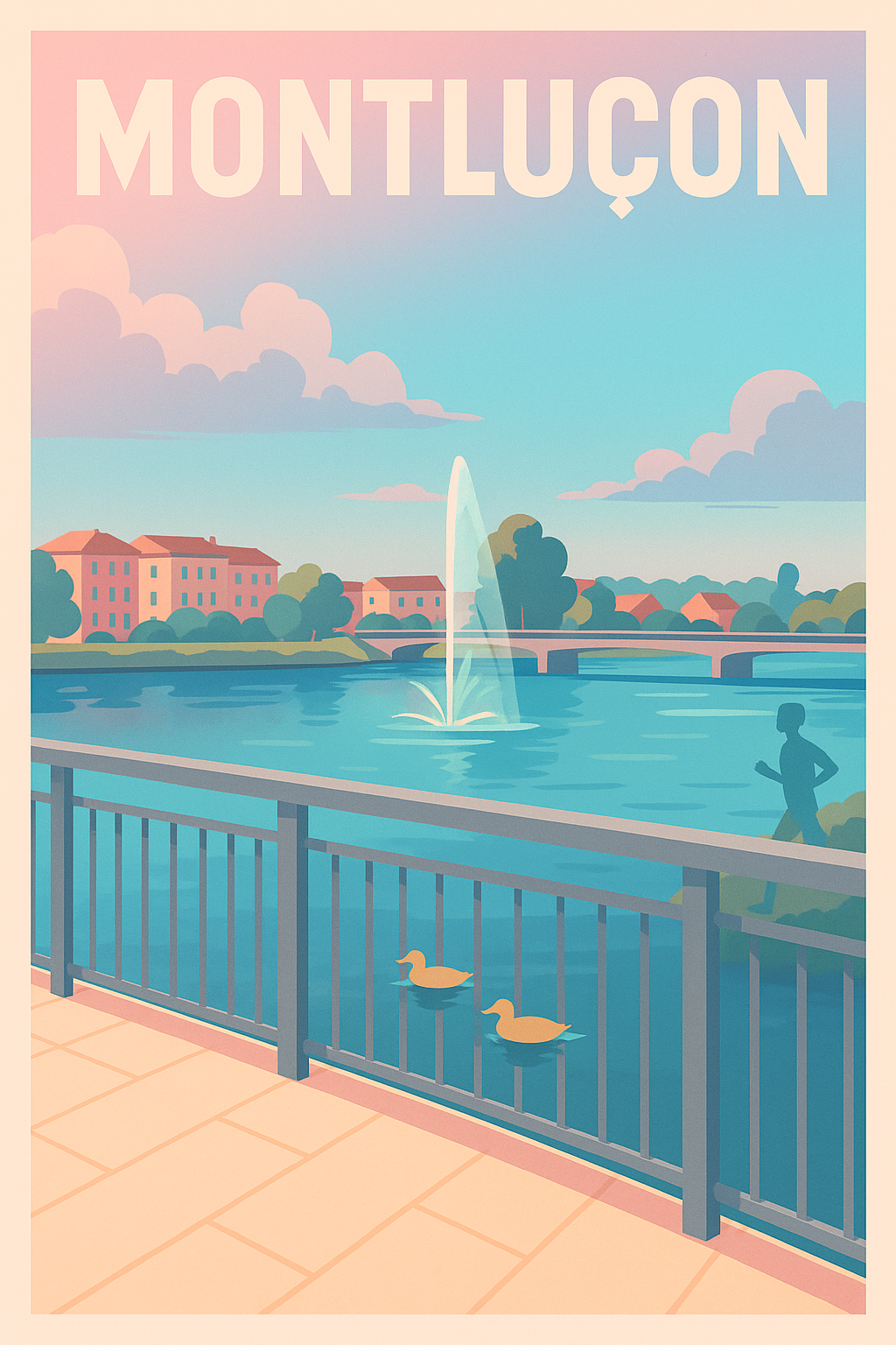 Affiche Montluçon — Sérénité au bord de l'eau · poster d'art de Montluçon