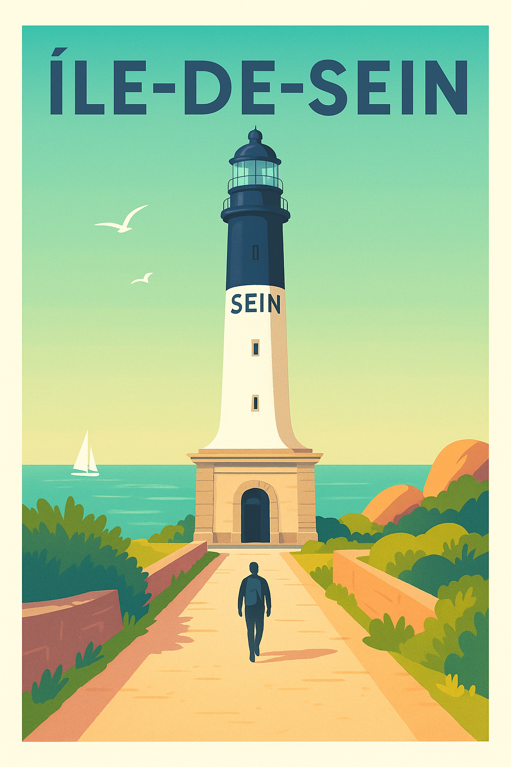 Affiche Île-de-Sein — L'appel du phare · poster d'art de Île-de-Sein