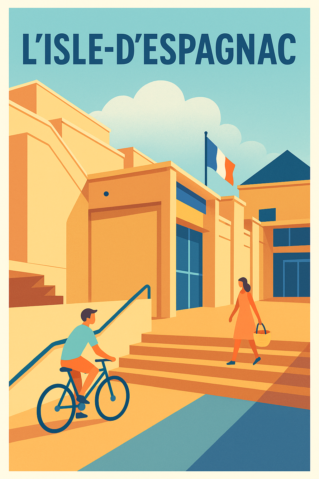 Affiche de L'Isle-d'Espagnac - Invitation au calme urbain ensoleillé