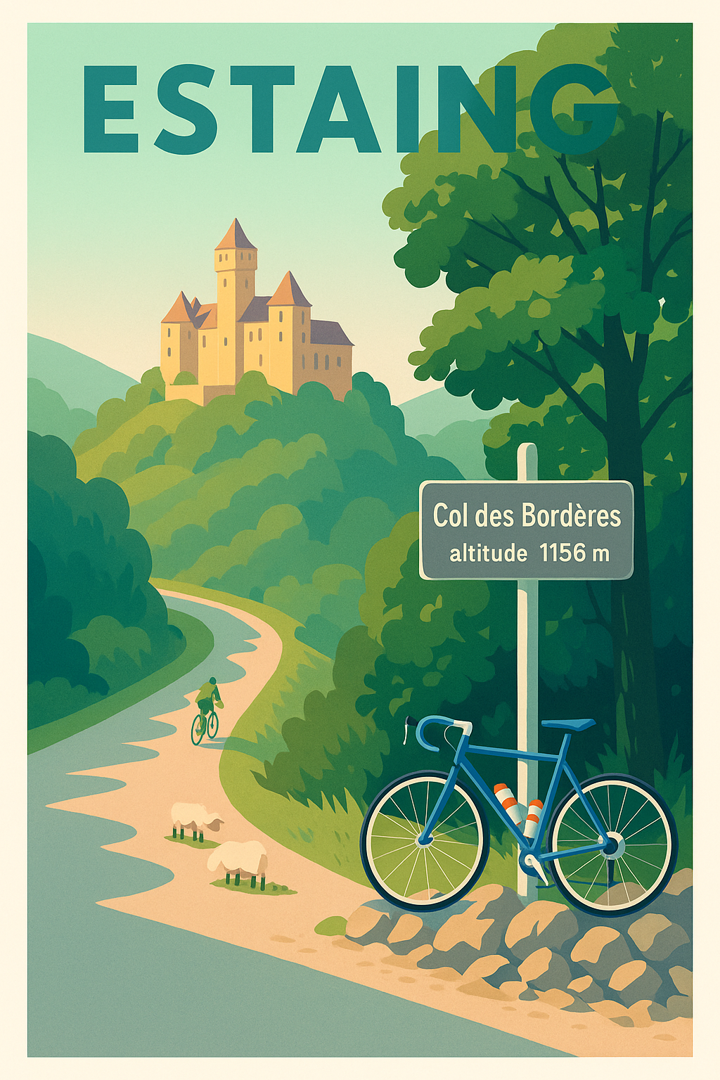 Affiche de Estaing - Escapade cycliste au Col des Bordères