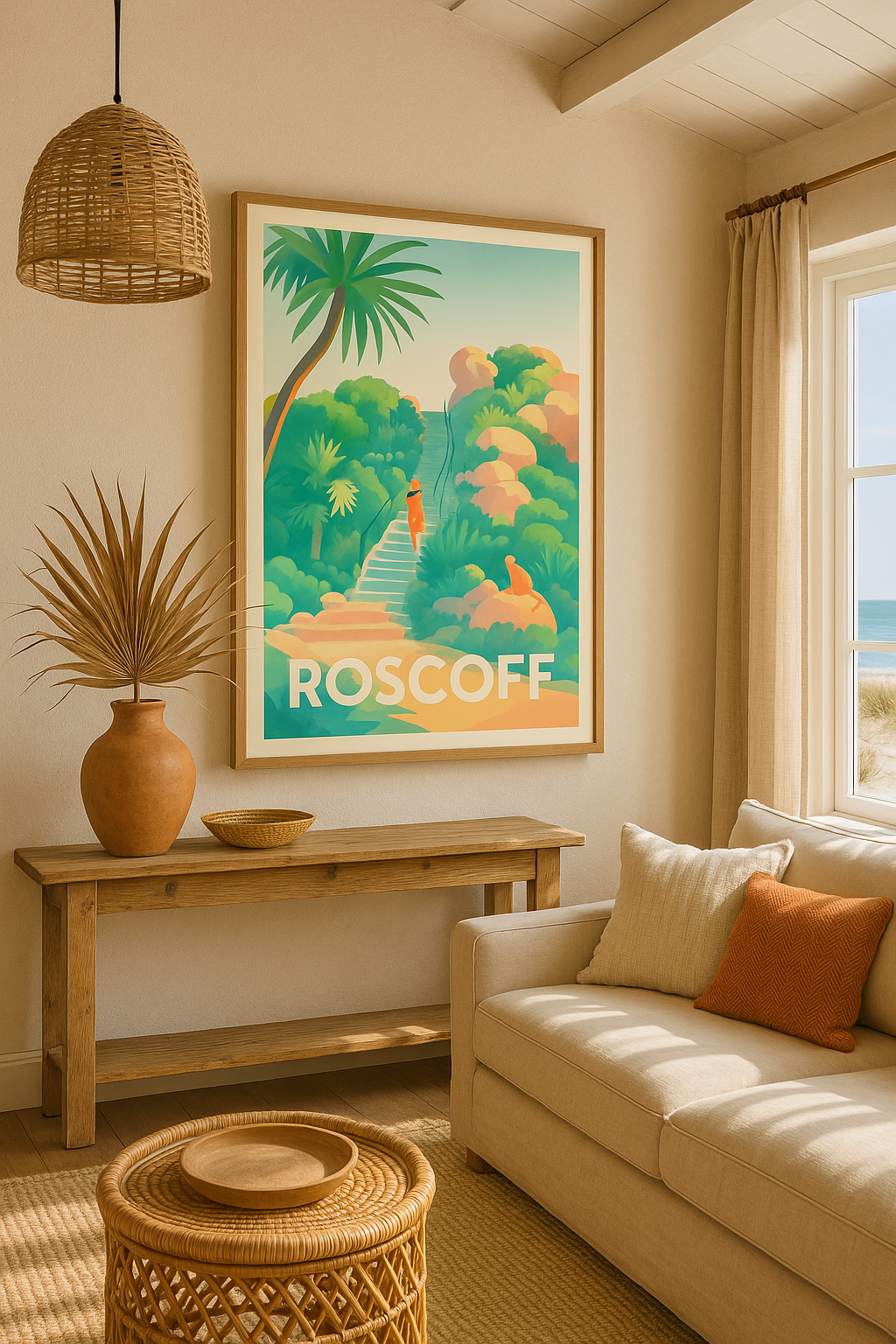 Mise en situation Affiche de Roscoff - Invitation à la promenade en bord de mer