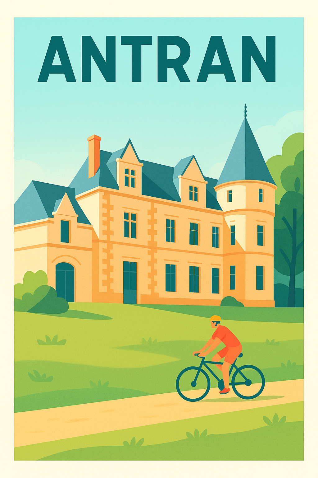 Affiche de Antran - L'élégance à vélo au cœur d'un château