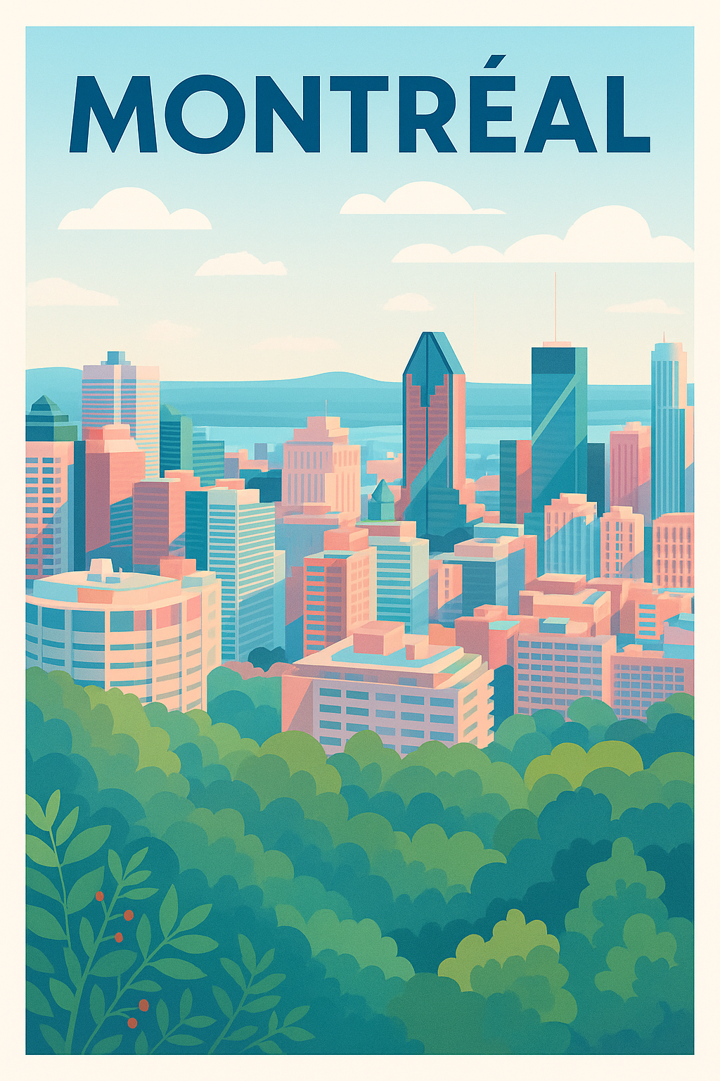 Affiche Montréal — L'essence urbaine en pleine nature · poster d'art de Montréal