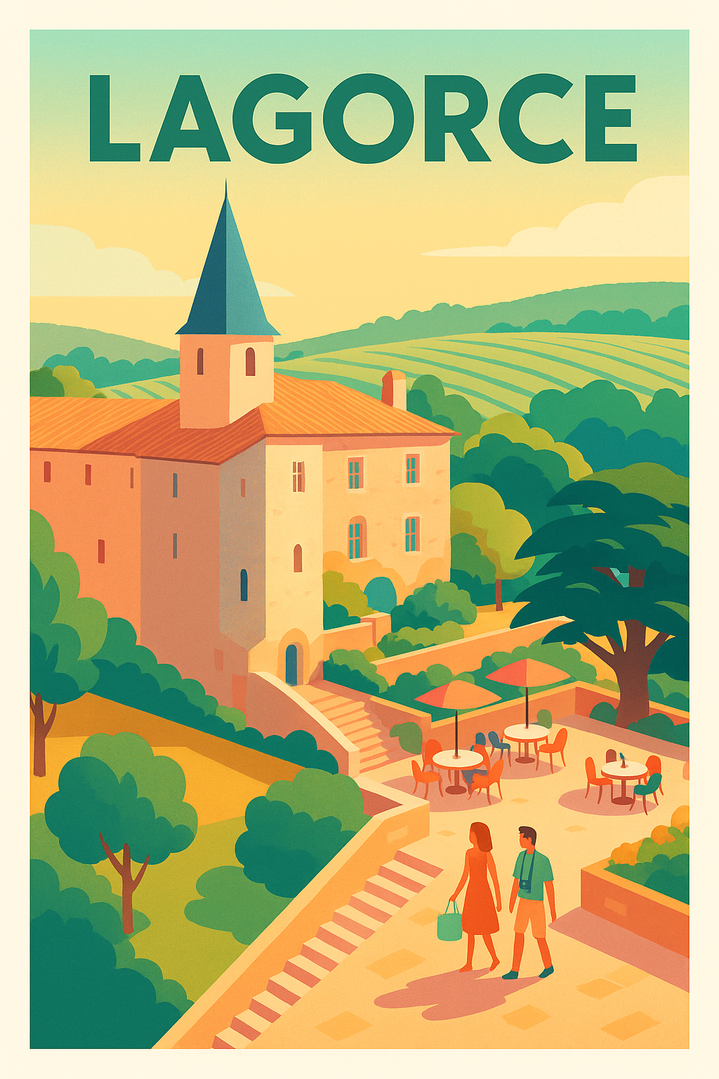 Affiche de Lagorce - L'élégance bucolique au cœur de l'Ardèche
