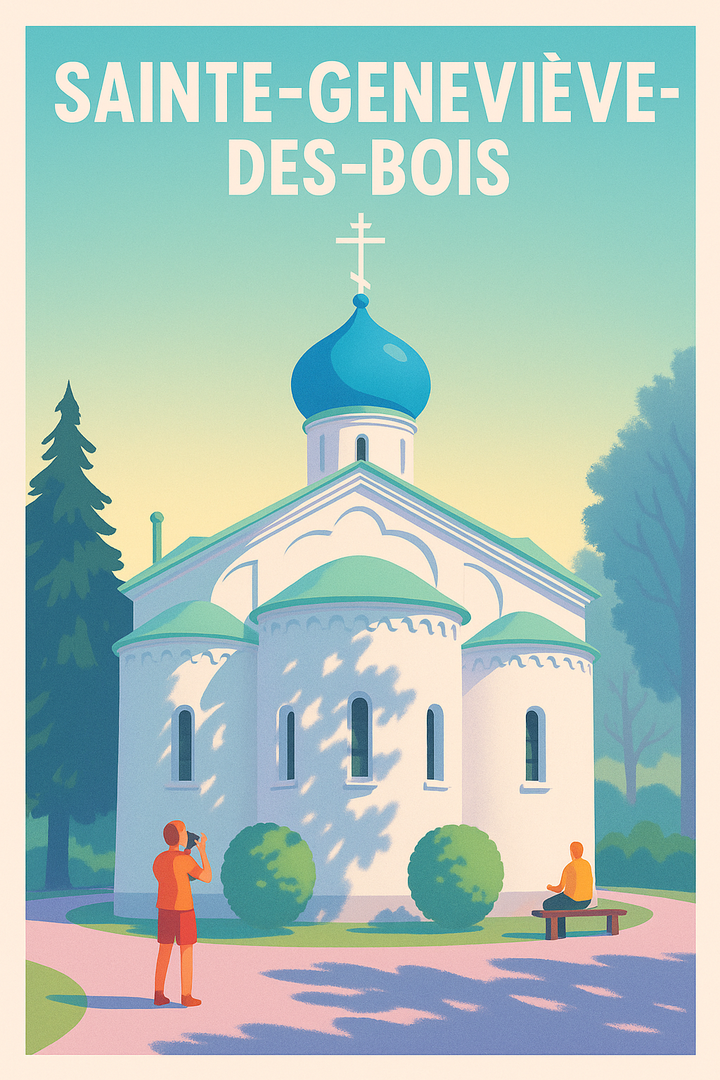 Affiche Sainte-Geneviève-des-Bois — Tranquillité et patrimoine russe · poster d'art de Sainte-Geneviève-des-Bois