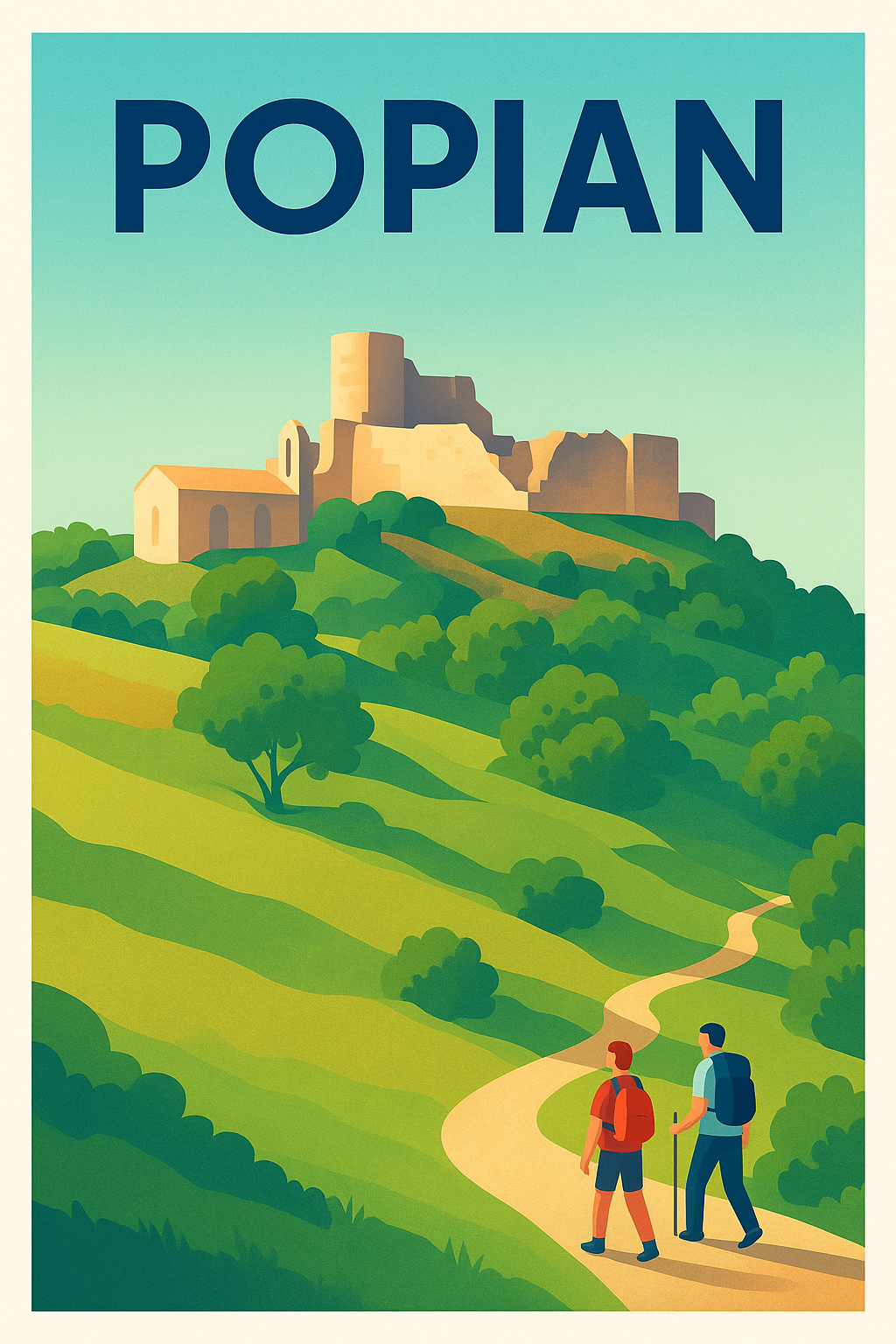 Affiche de Popian - Randonnée et paysages vallonnés
