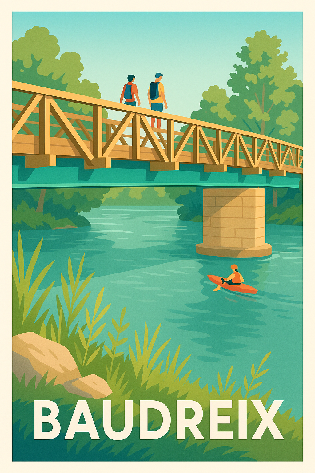Affiche Baudreix — Un havre de paix au fil de l'eau · poster d'art de Baudreix