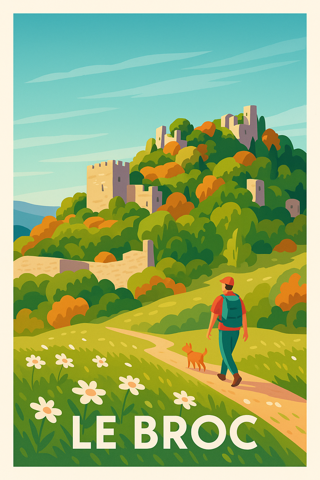 Affiche Le Broc — Randonnez au cœur du patrimoine naturel et médiéval · poster d'art de Le Broc