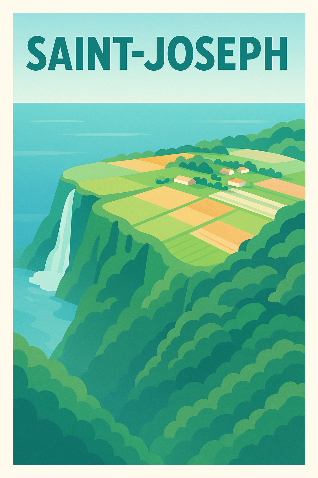 Affiche de Saint-Joseph - Panorama verdoyant et cascade spectaculaire