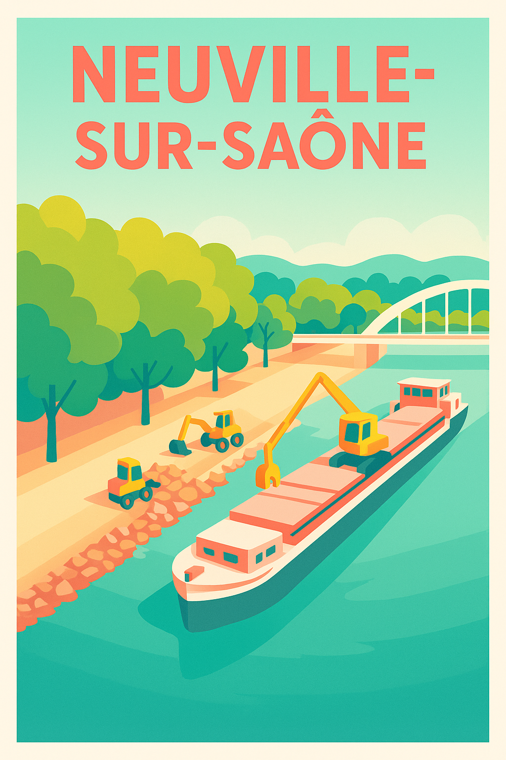 Affiche de Neuville-sur-Saône - Charme industriel et nature au fil de l'eau