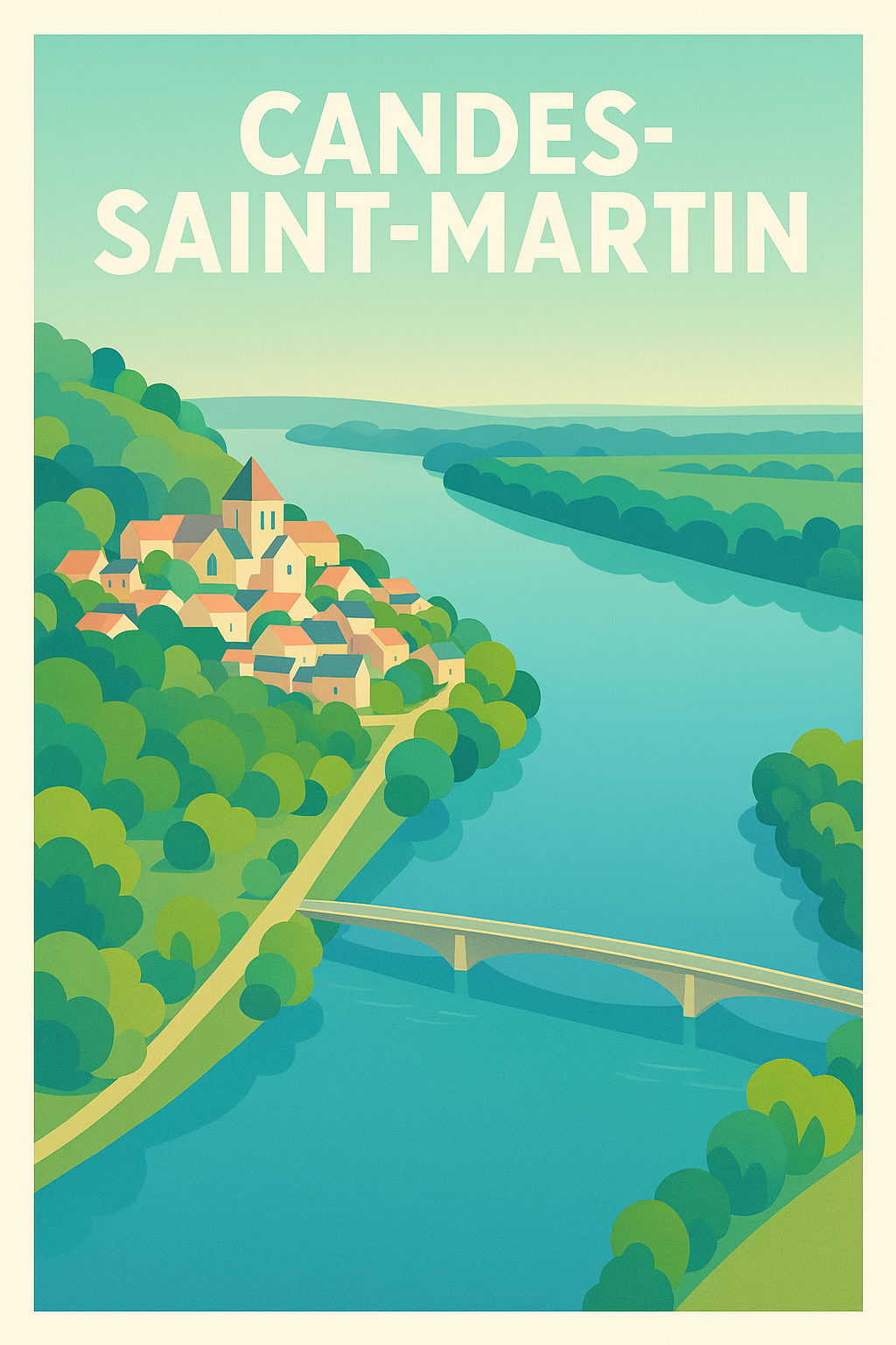 Affiche Candes-Saint-Martin — L'élégance d'un village sur la Loire · poster d'art de Candes-Saint-Martin