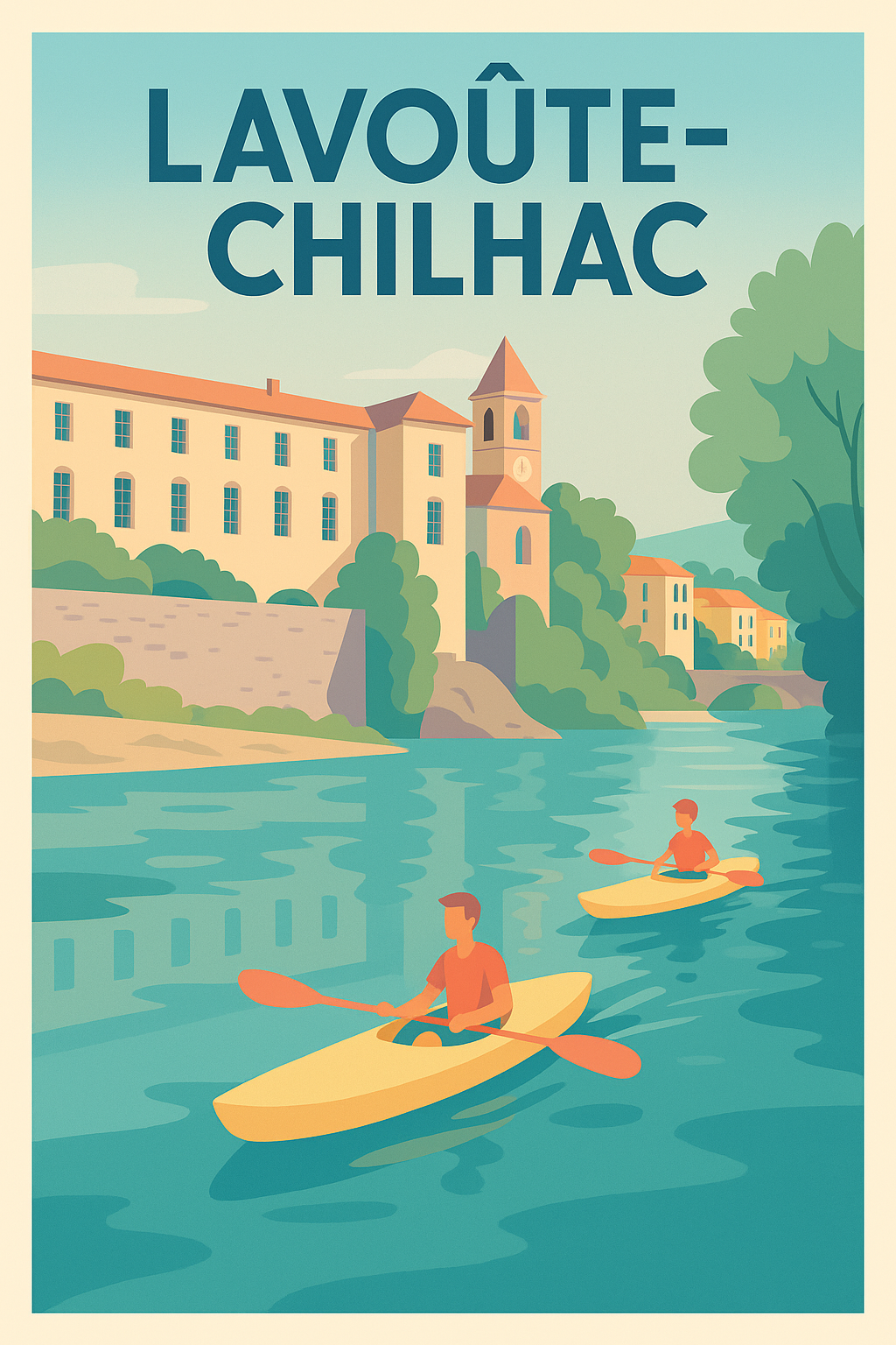 Affiche Lavoûte-Chilhac — Évasion au fil de l'eau · poster d'art de Lavoûte-Chilhac