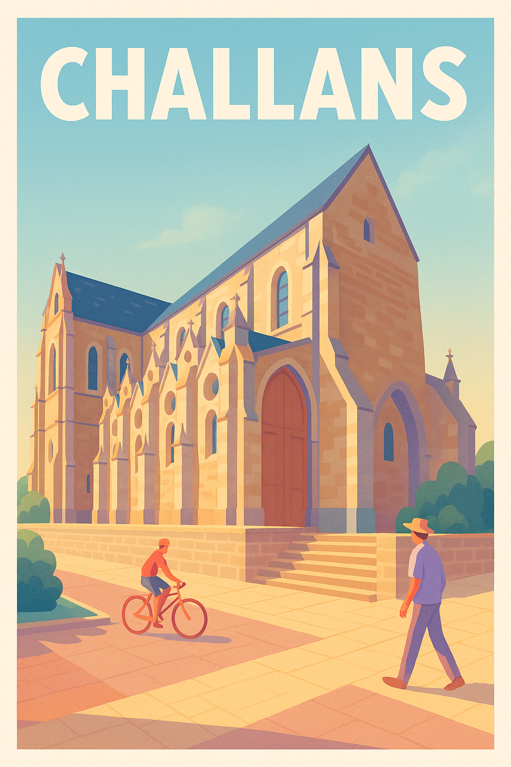 Affiche Challans — L'élégance architecturale ensoleillée · poster d'art de Challans