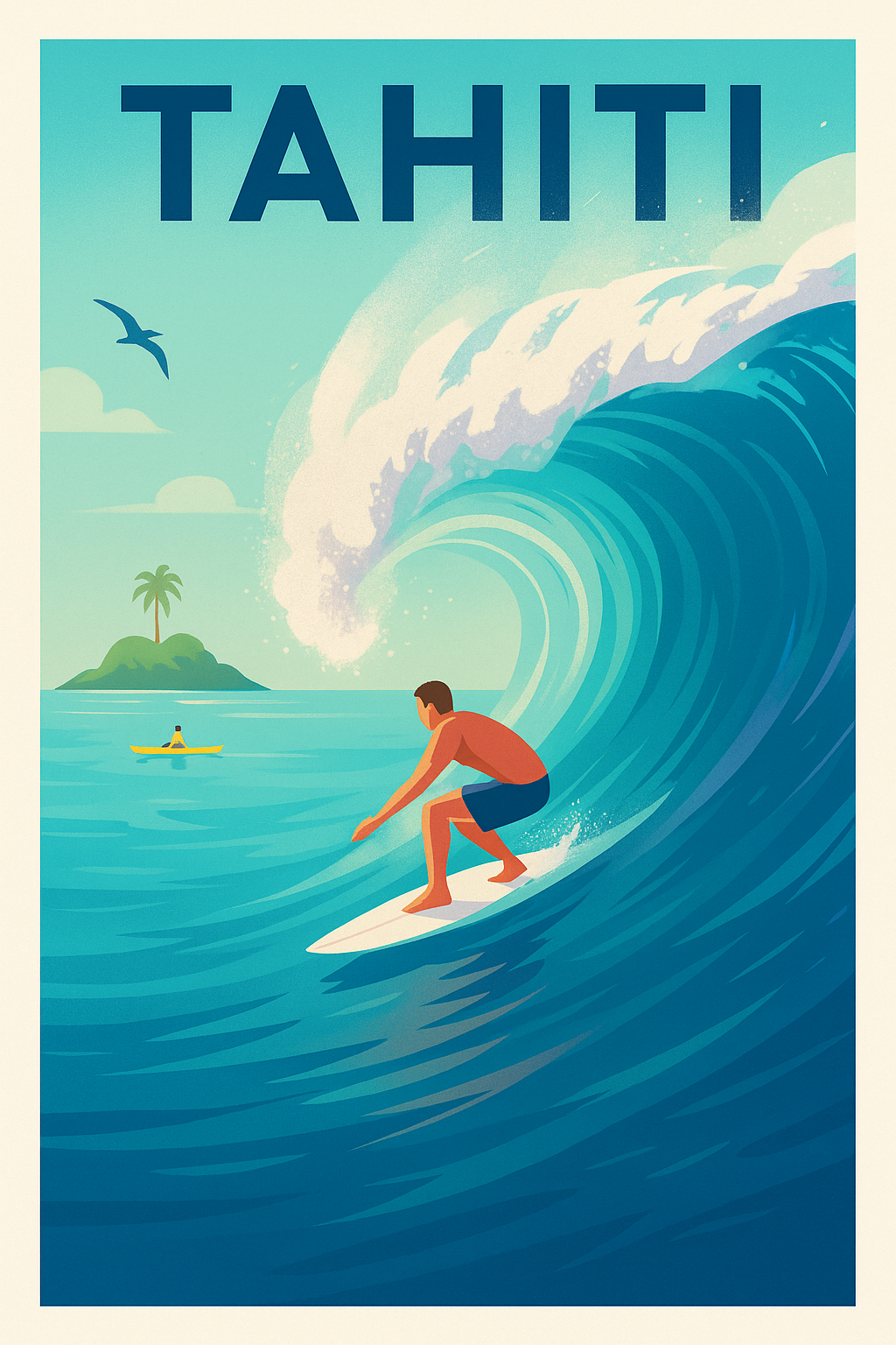 Affiche de Tahiti - Vagues et Surf en Paradis