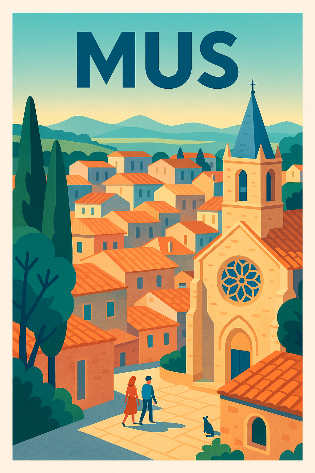 Affiche de Mus - Charme authentique d'un village ensoleillé