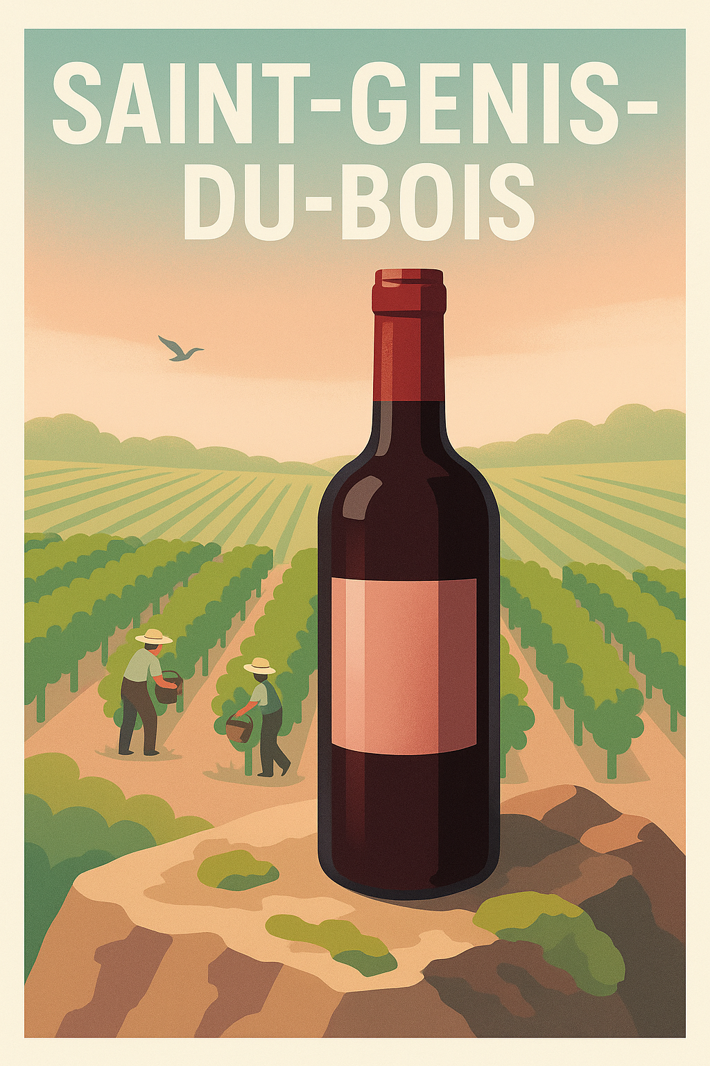Affiche Saint-Genis-du-Bois — L'Élégance du Terroir Viticole · poster d'art de Saint-Genis-du-Bois