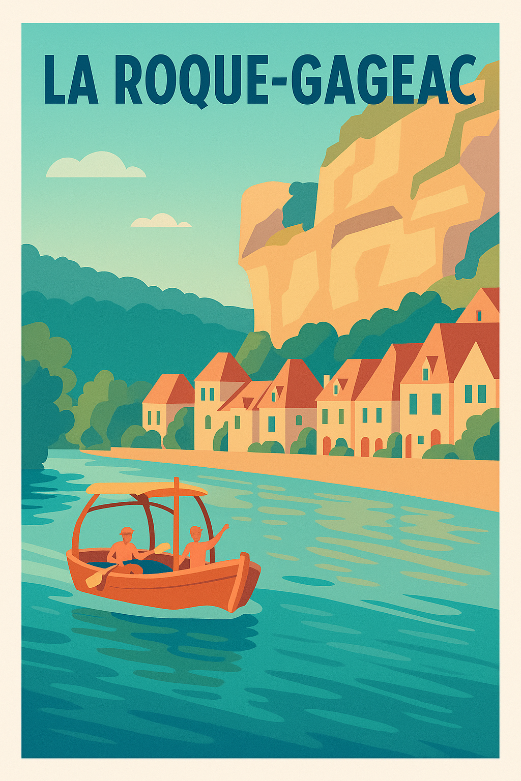Affiche La Roque-Gageac — Escapade pittoresque en Dordogne · poster d'art de La Roque-Gageac