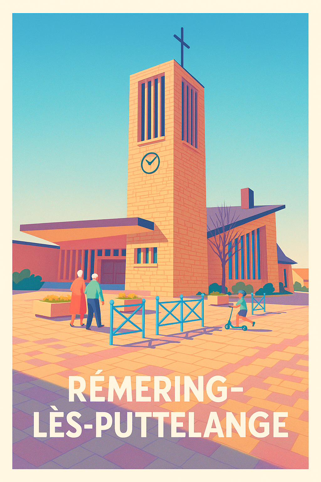 Affiche Rémering-lès-Puttelange — Charme paisible d'une église emblématique · poster d'art de Rémering-lès-Puttelange