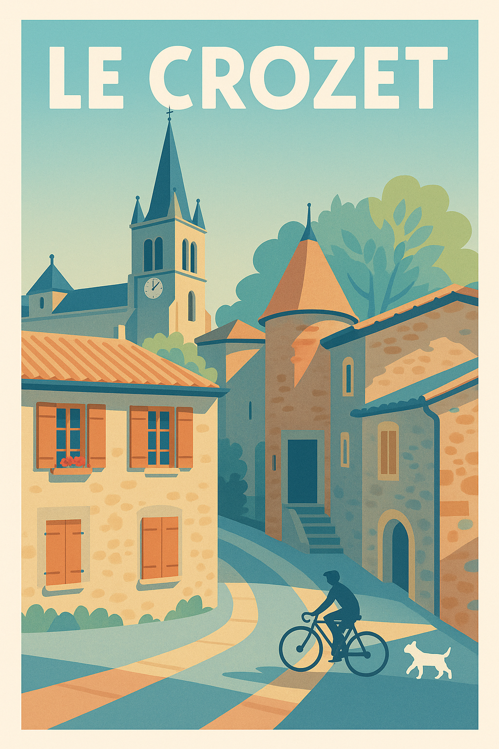 Affiche Le Crozet — Charme pittoresque et douceur de vie · poster d'art de Le Crozet