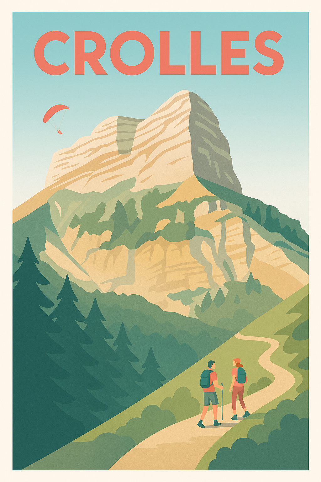 Affiche de Crolles - Invitation à la randonnée et au vol libre