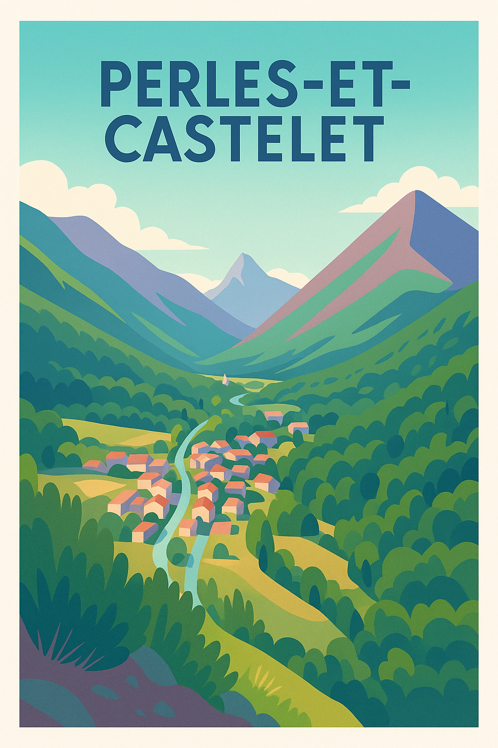 Affiche Perles-et-Castelet — Tranquillité et nature préservée · poster d'art de Perles-et-Castelet