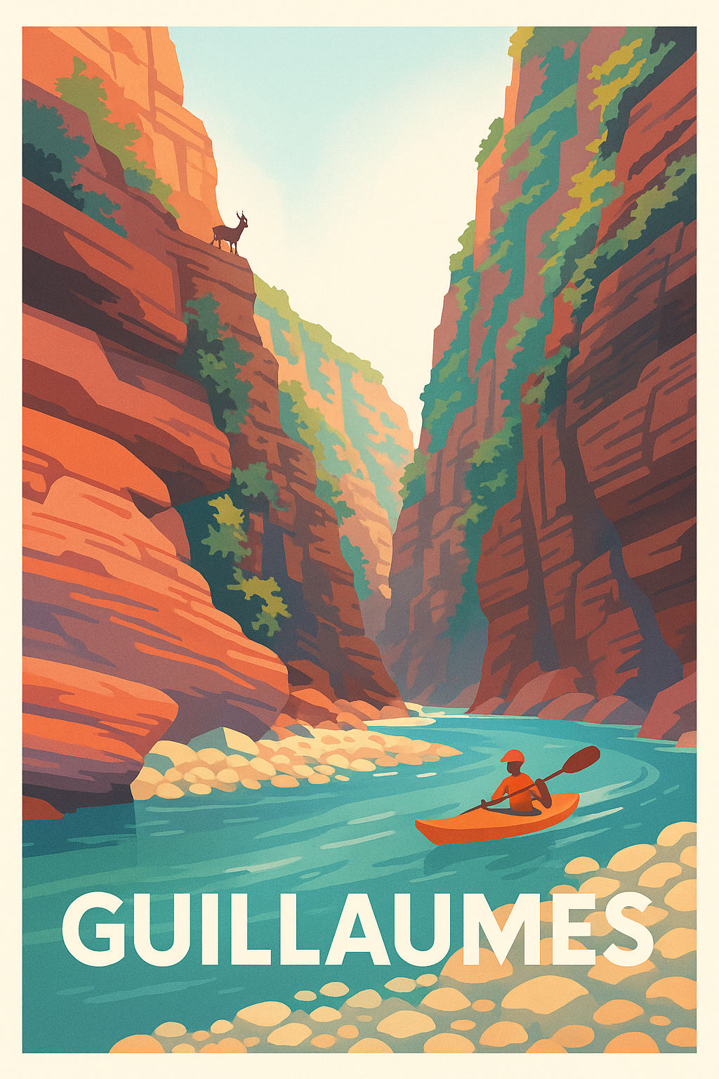 Affiche Guillaumes — L’évasion au cœur des gorges sauvages · poster d'art de Guillaumes