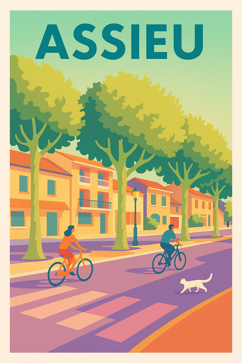 Affiche de Assieu - L'art de vivre à vélo sous les arbres
