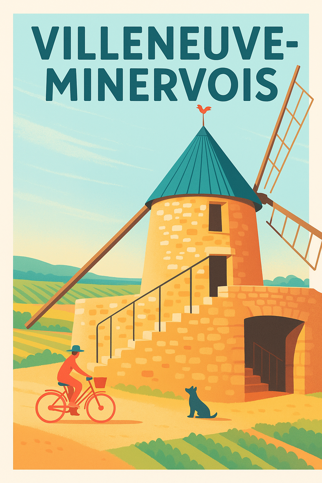Affiche de Villeneuve-Minervois - Charme bucolique et patrimoine ensoleillé