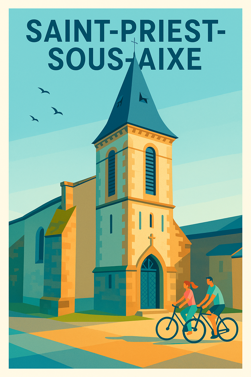 Affiche de Saint-Priest-sous-Aixe - L'église au coeur de la ville