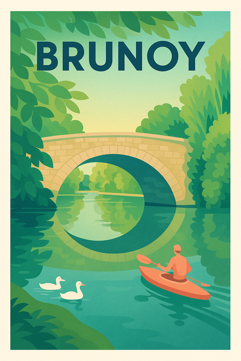Affiche Brunoy — Évasion paisible au fil de l'eau · poster d'art de Brunoy