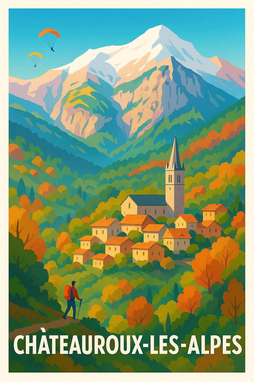 Affiche Châteauroux-les-Alpes — Évasion et nature en haute montagne · poster d'art de Châteauroux-les-Alpes