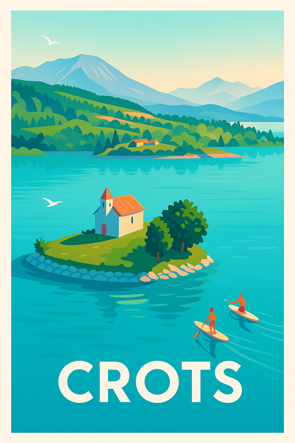 Affiche Crots — Évasion paisible entre lac et montagnes · poster d'art de Crots