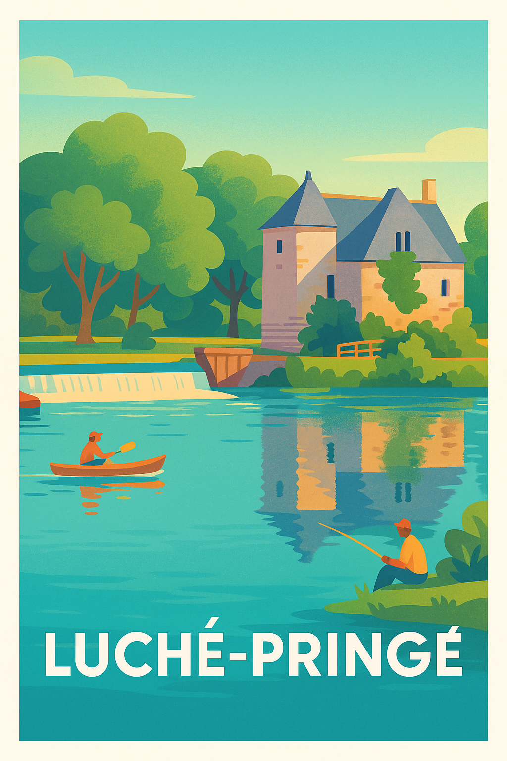 Affiche de Luché-Pringé - Sérénité au bord de l'eau