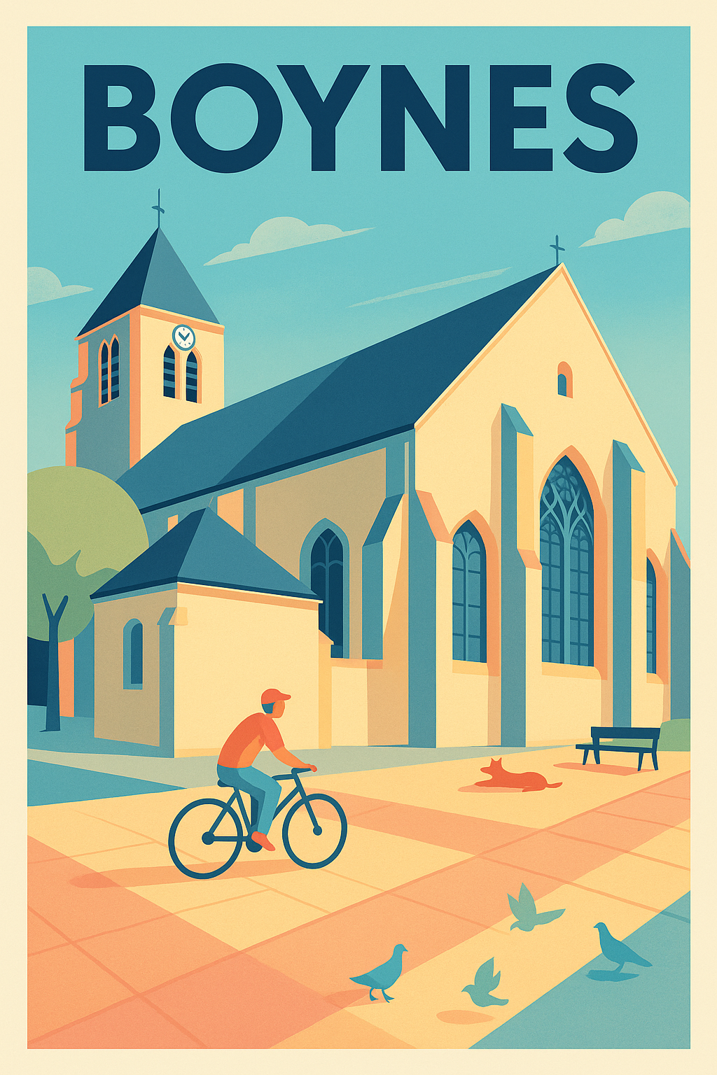 Affiche de Boynes - L'église au cœur de la douceur de vivre