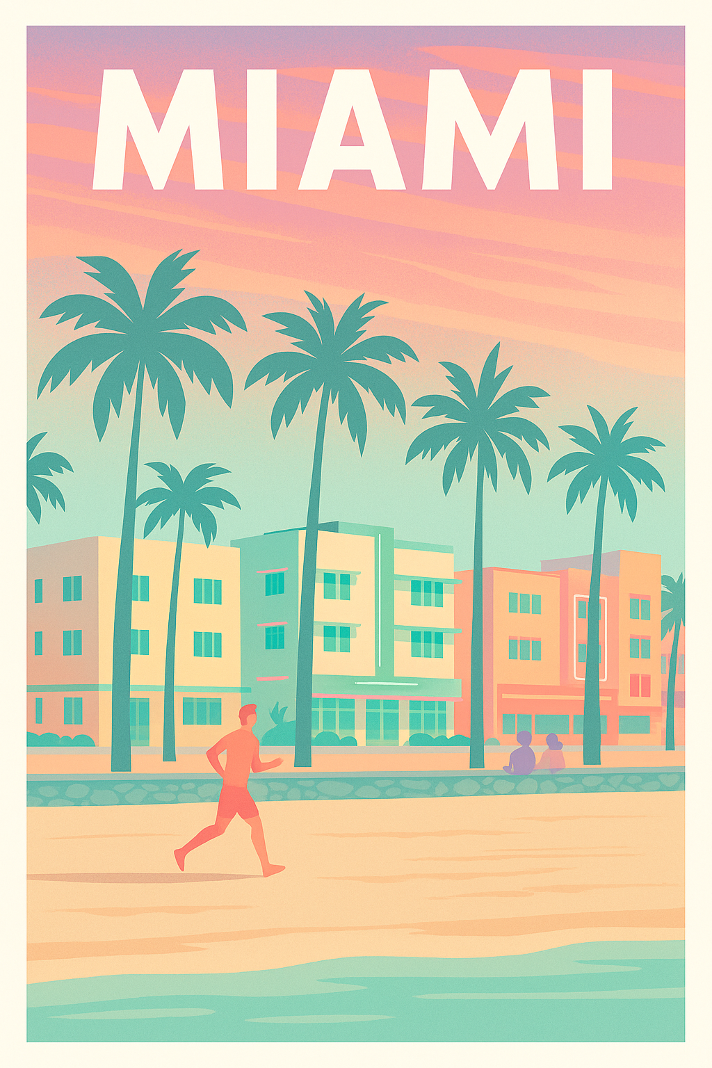 Affiche de Miami - Évasion tropicale et douceur des couchers de soleil