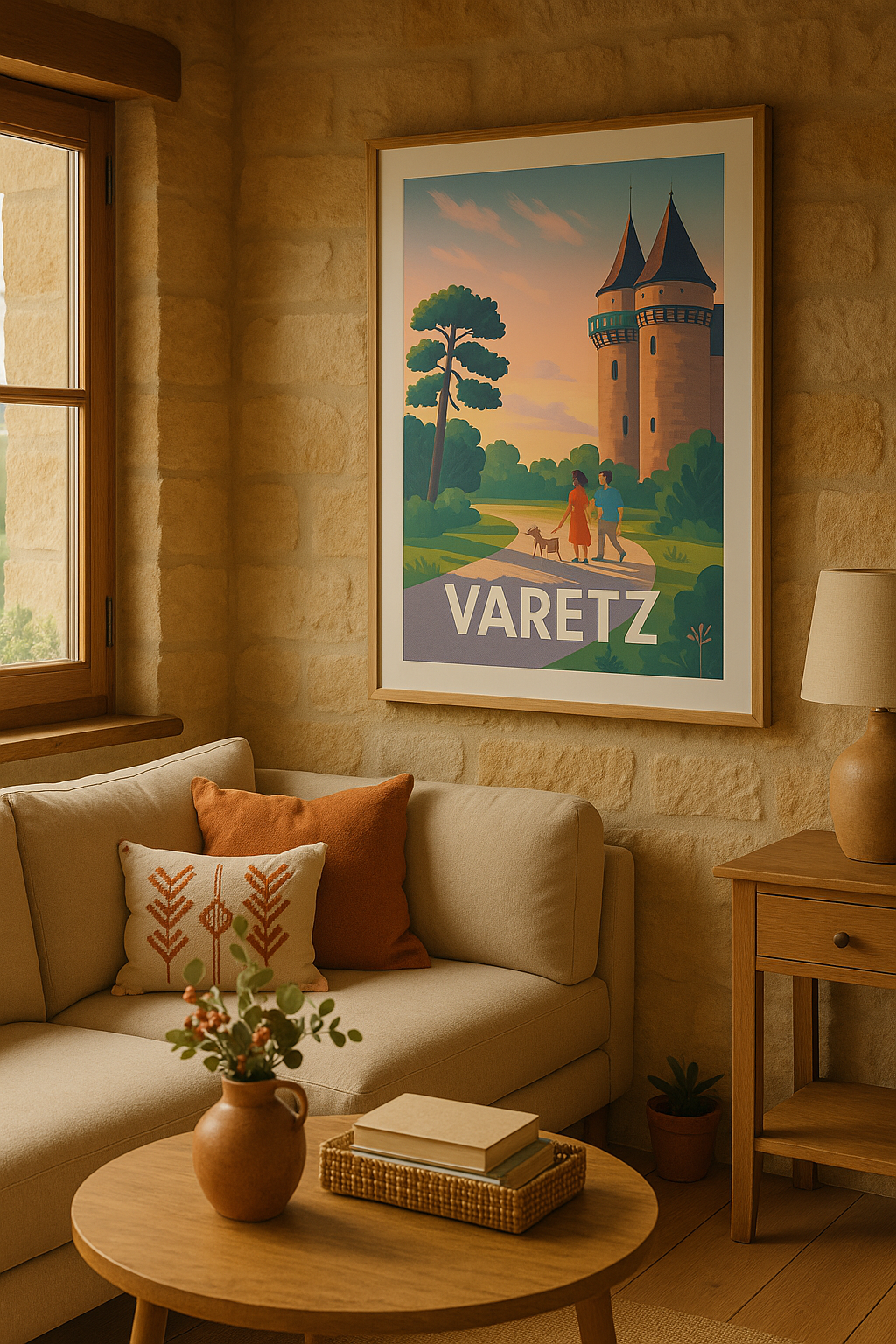 Mise en situation Affiche de Varetz - Promenade au Château au crépuscule