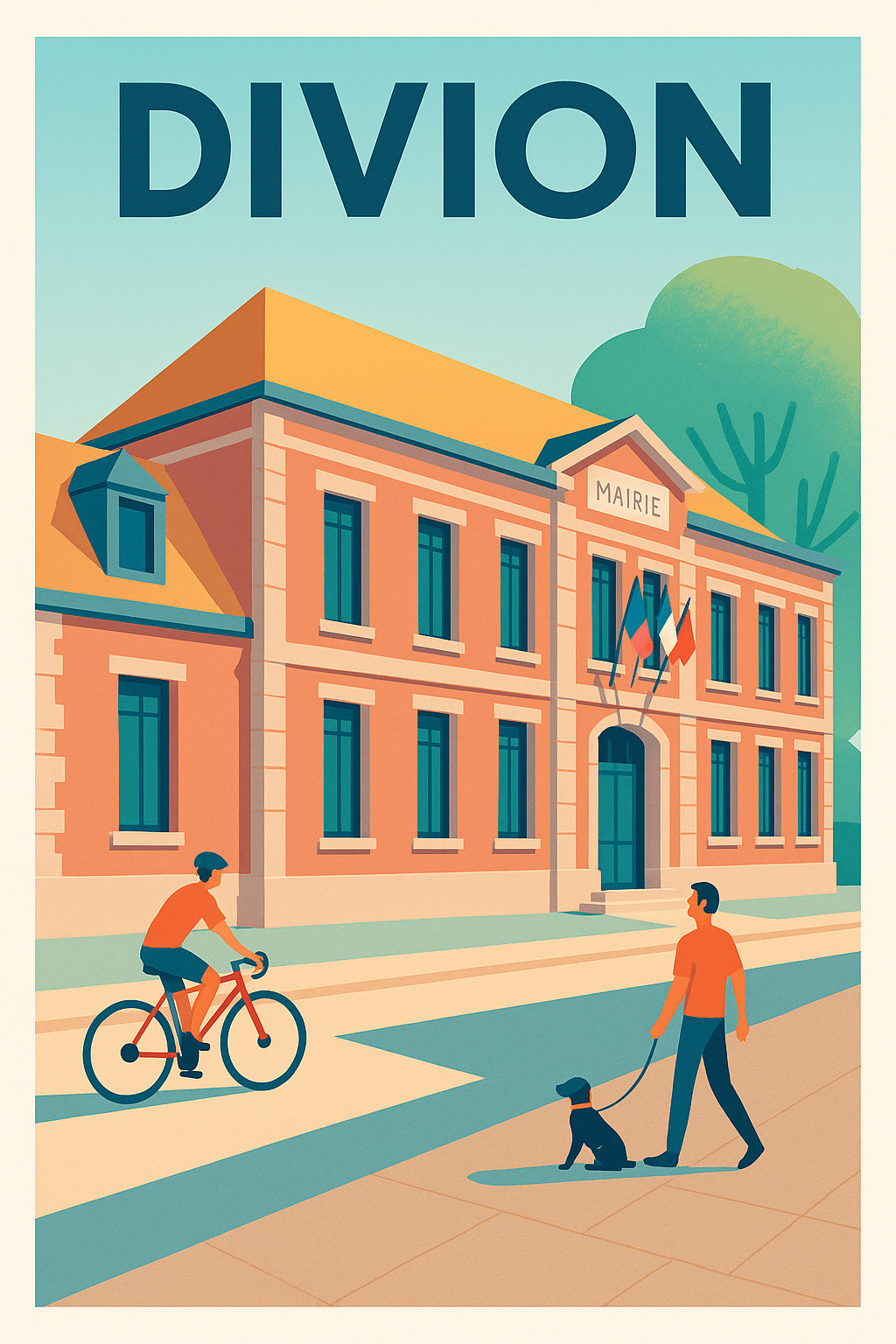Affiche de Divion - L'élégance paisible de la mairie au cœur de la ville