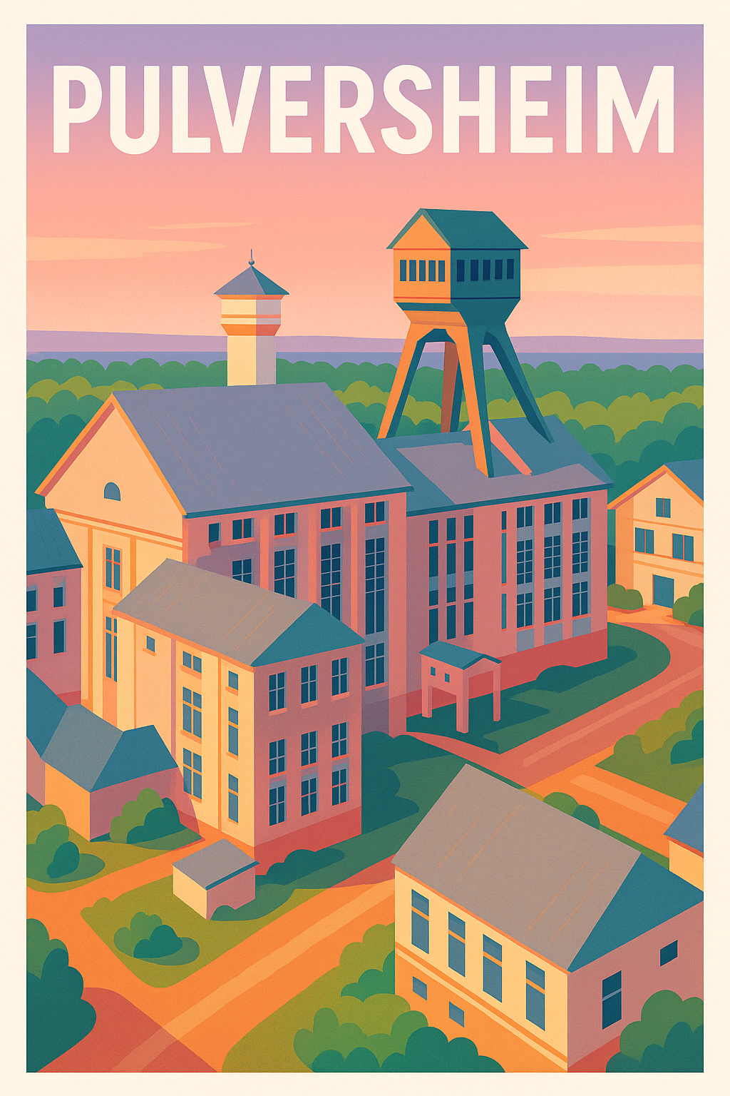 Affiche de Pulversheim - Charme industriel au coucher du soleil