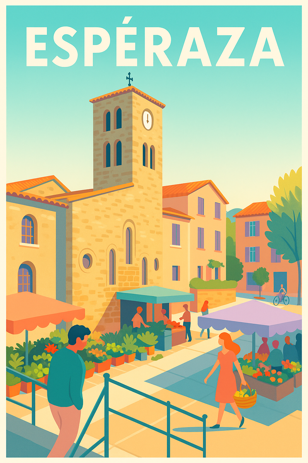 Affiche de Espéraza - Le charme pittoresque du marché ensoleillé