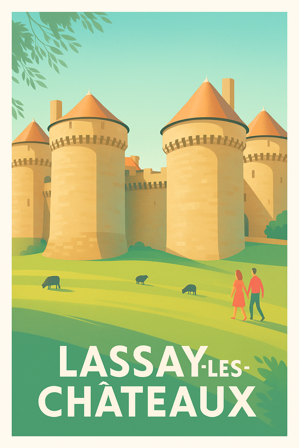Affiche Lassay-les-Châteaux — Charme médiéval et nature apaisante · poster d'art de Lassay-les-Châteaux