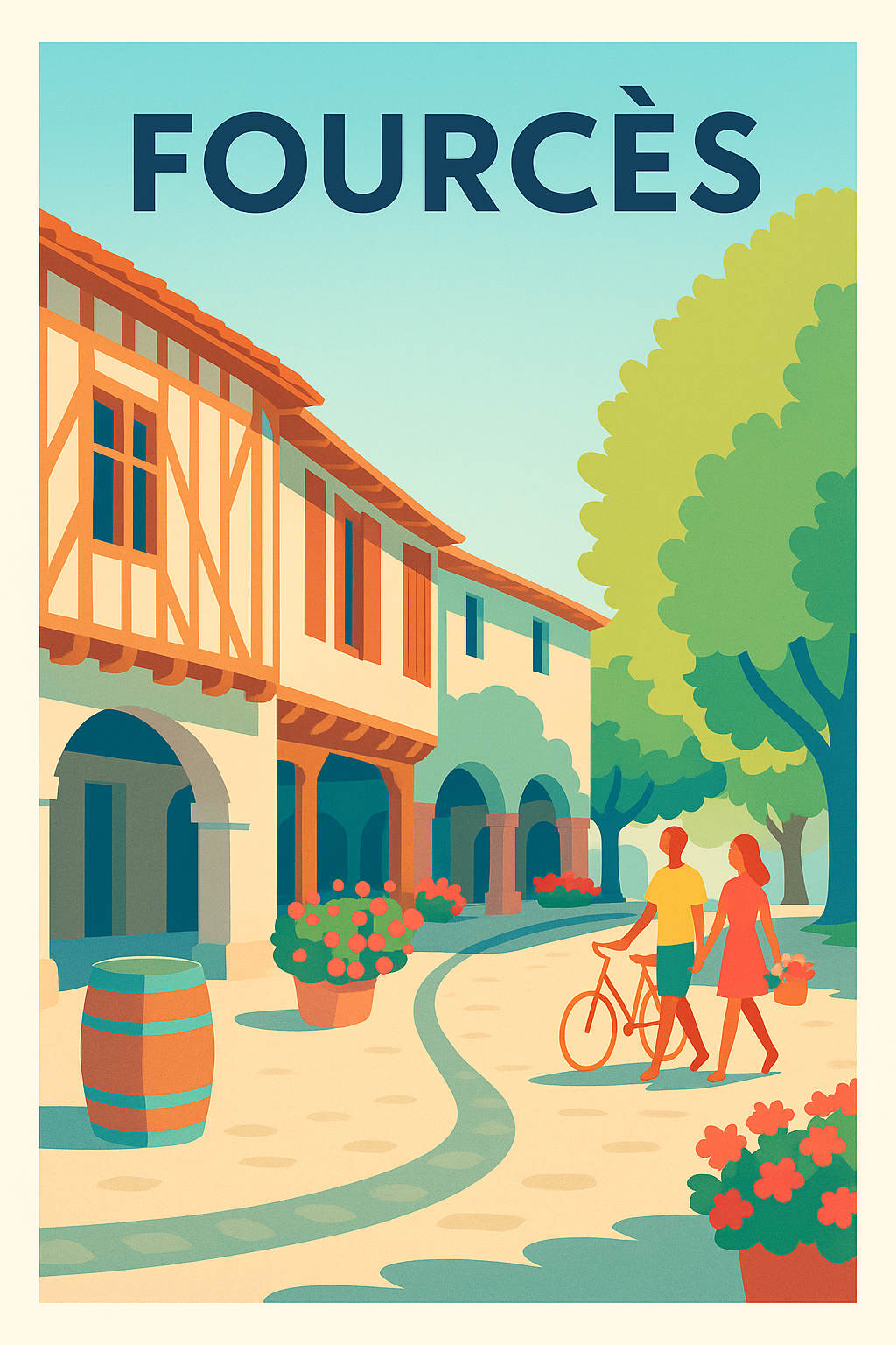 Affiche Fourcès — Escapade romantique au village bastide · poster d'art de Fourcès