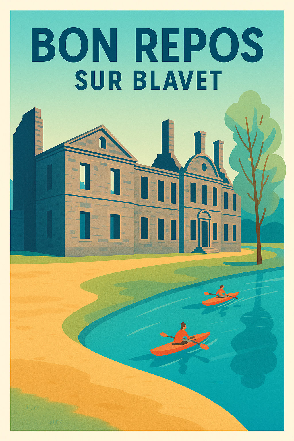 Affiche de Bon Repos sur Blavet - Évasion paisible au fil de l'eau