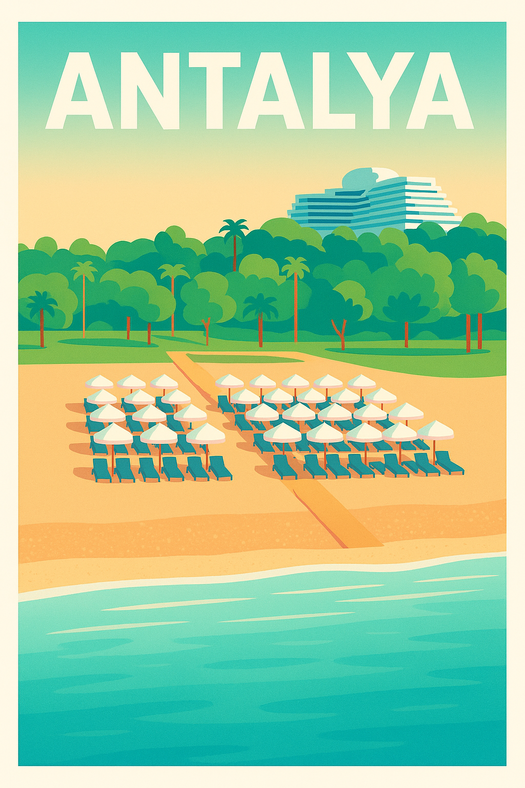 Affiche Antalya — Évasion balnéaire au bord de la Méditerranée · poster d'art de Antalya