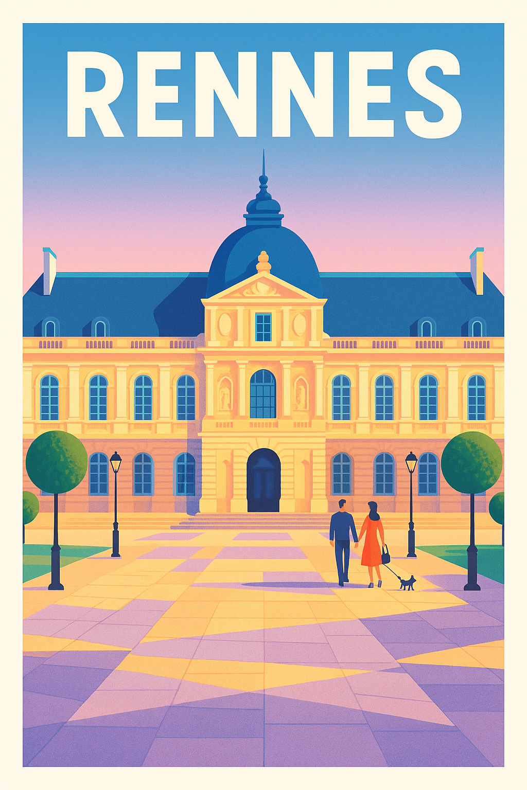 Affiche de Rennes - Promenade romantique au cœur de la ville