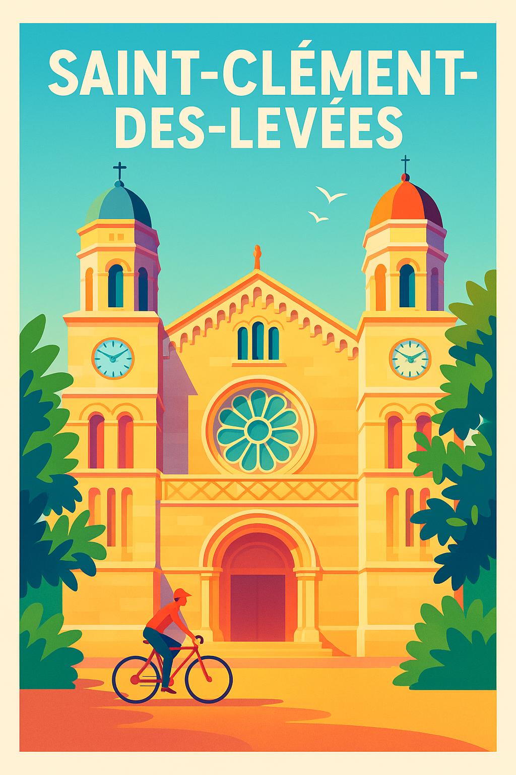 Affiche de Saint-Clément-des-Levées - L'élégance intemporelle de son église