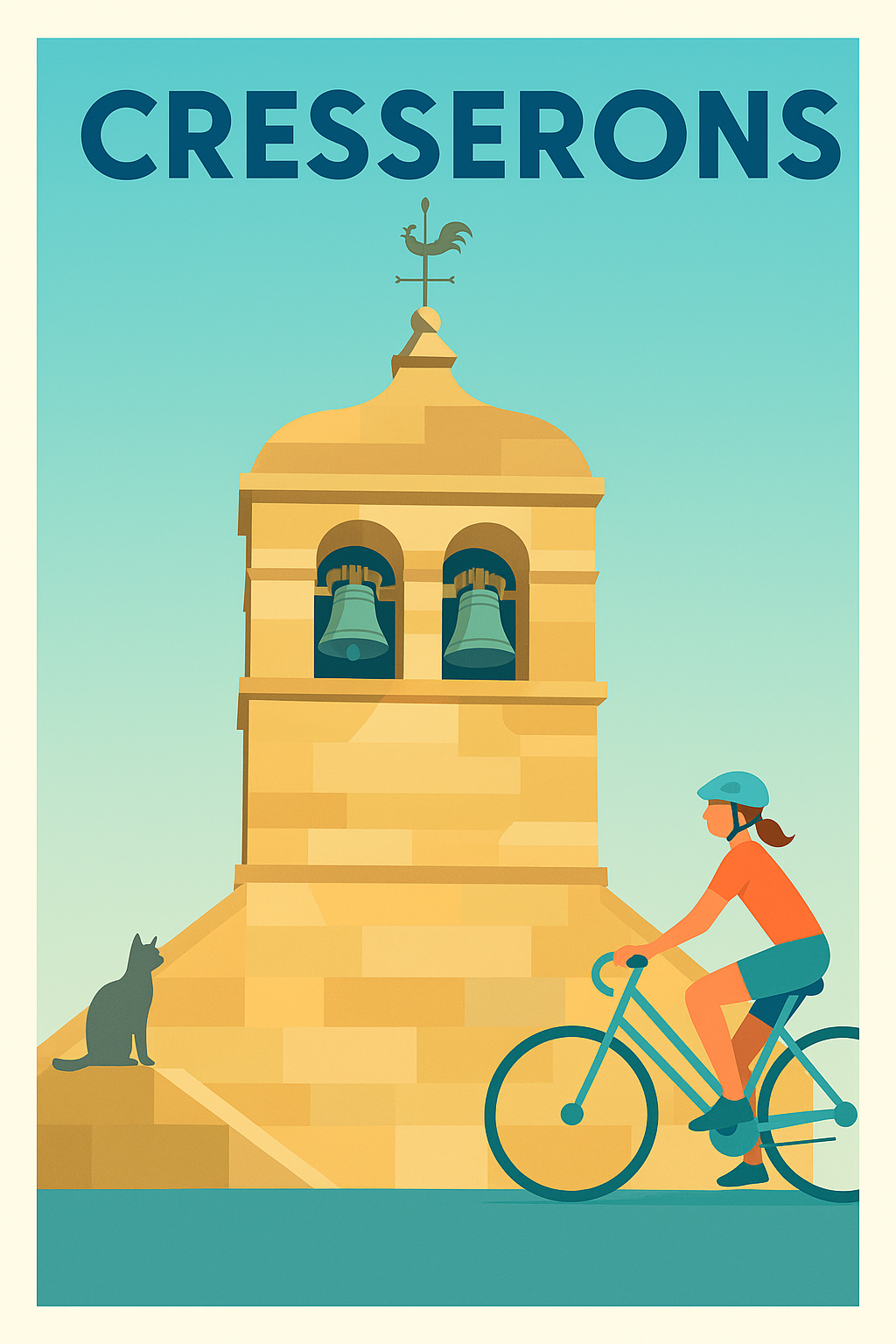 Affiche de Cresserons - L'élégance paisible du clocher normand